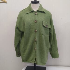 Industry green knit button down shirt size S‎